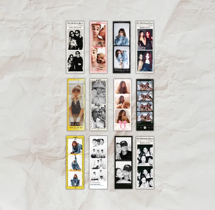Grid of custom photo strip templates